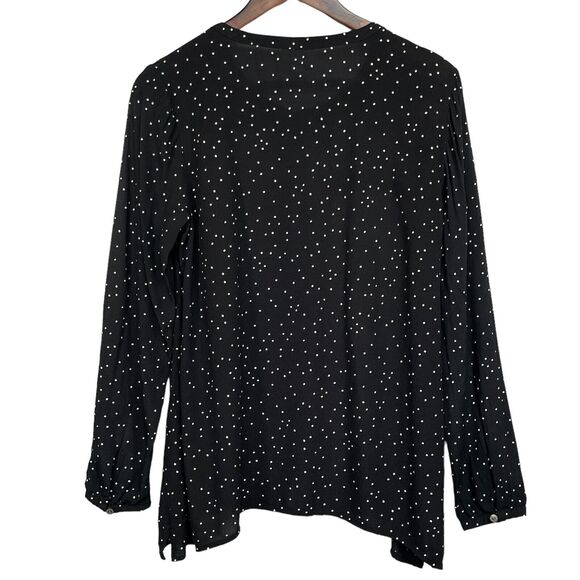 J. Jill Pure Jill Blouse Top Women Size S Black Polka Dot 100% Rayon Button Up - Picture 3 of 13
